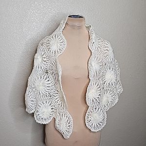 Handmade Cream Crochet Shawl Scarf